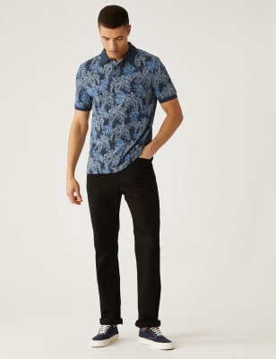 Pure Cotton Palm Print Polo Shirt