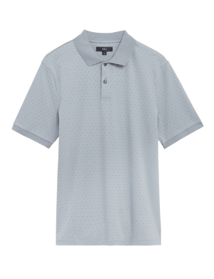 

Mens M&S Collection Pure Cotton Geometric Print Polo Shirt - Medium Grey, Medium Grey