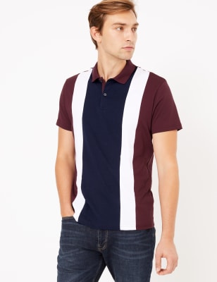 Polo 100&nbsp;% coton &agrave; motif color block