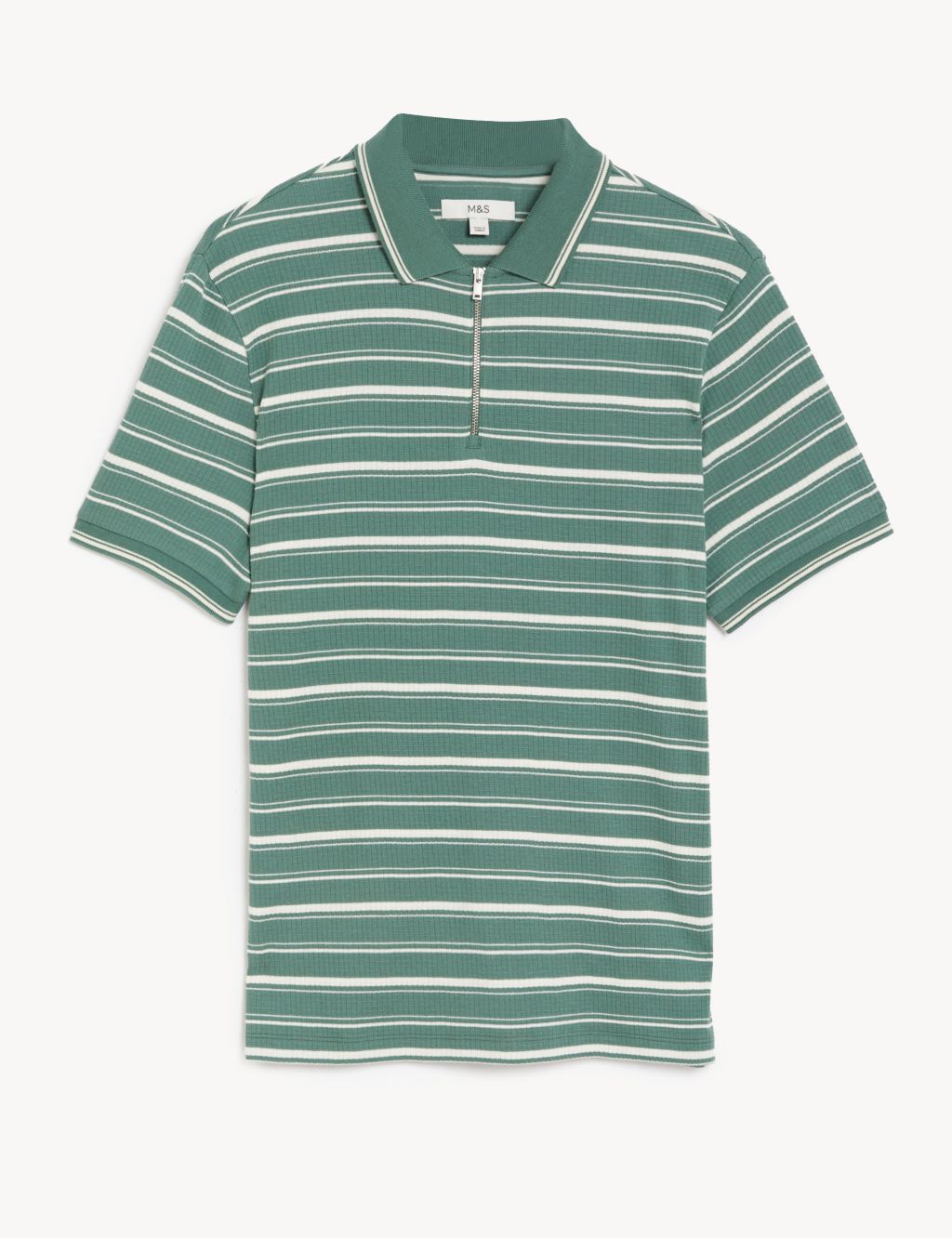 Pure Cotton Striped Half Zip Polo Shirt image 2