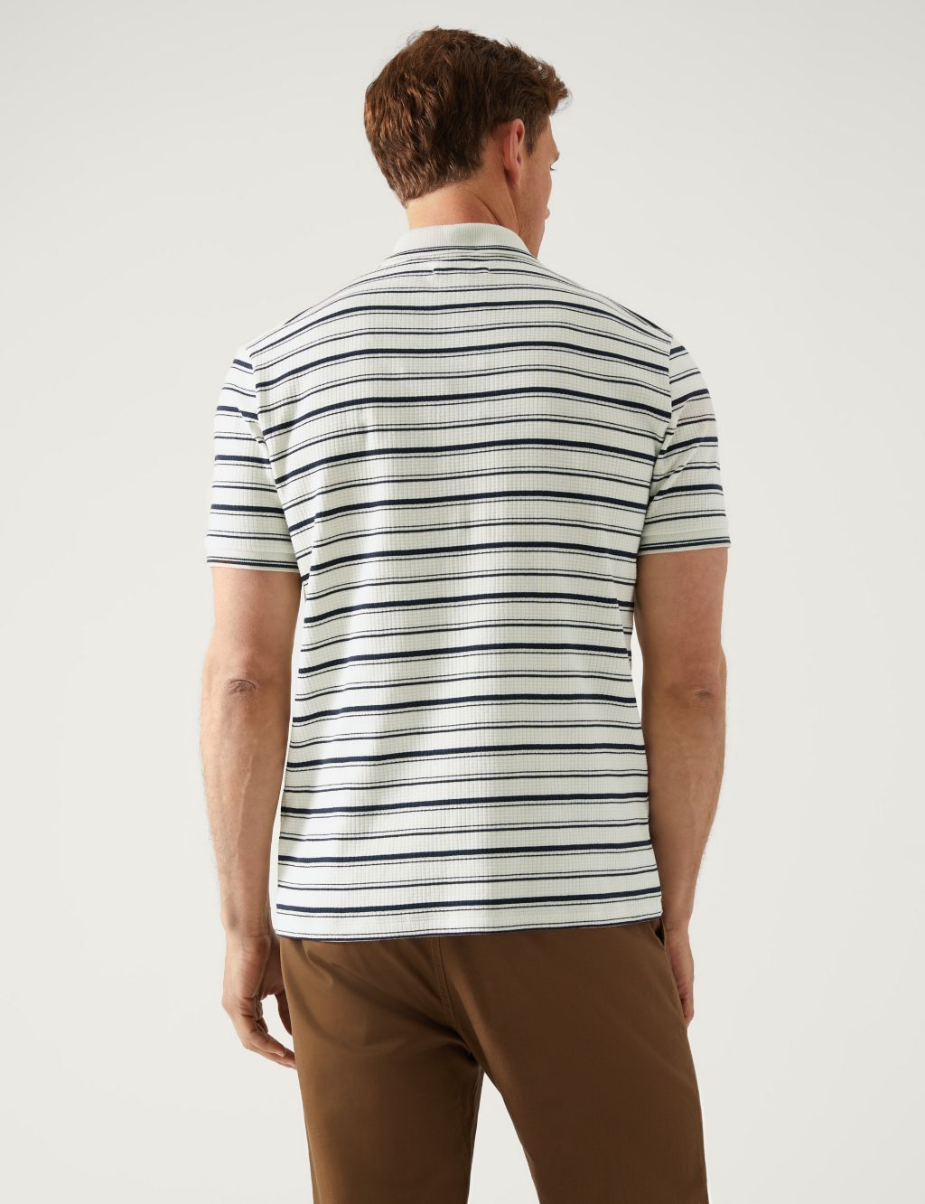 Pure Cotton Striped Half Zip Polo Shirt image 4