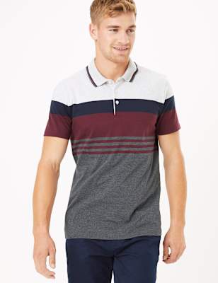 Polo en coton &agrave; rayures