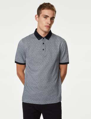 Pure Cotton Jacquard Polo Shirt