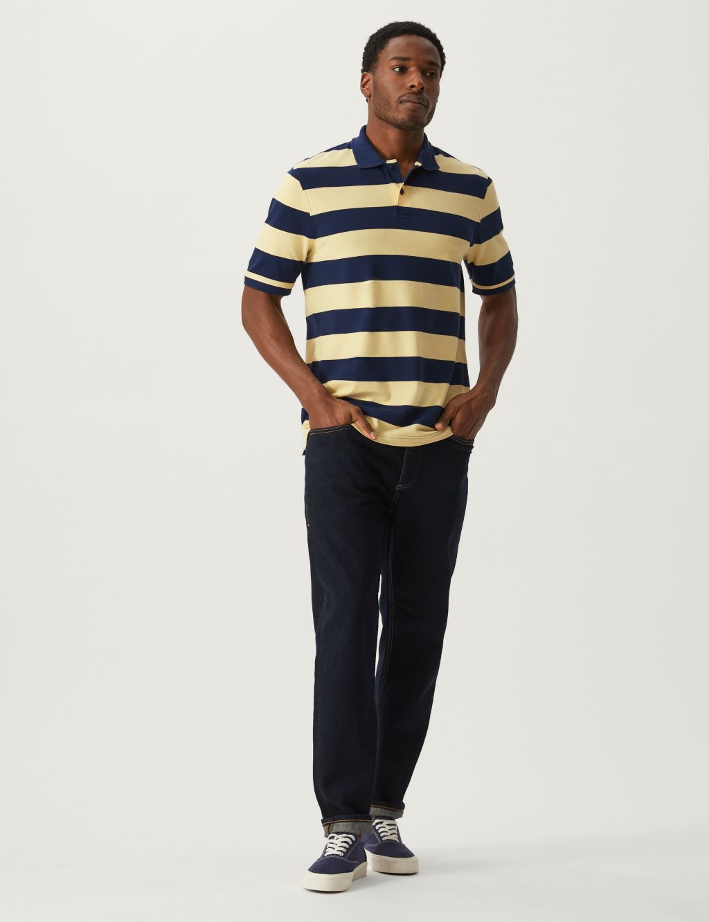 Pure Cotton Striped Polo Shirt image 2