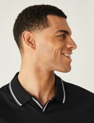 

Mens M&S Collection Pure Cotton Tipped Polo Shirt - Black, Black