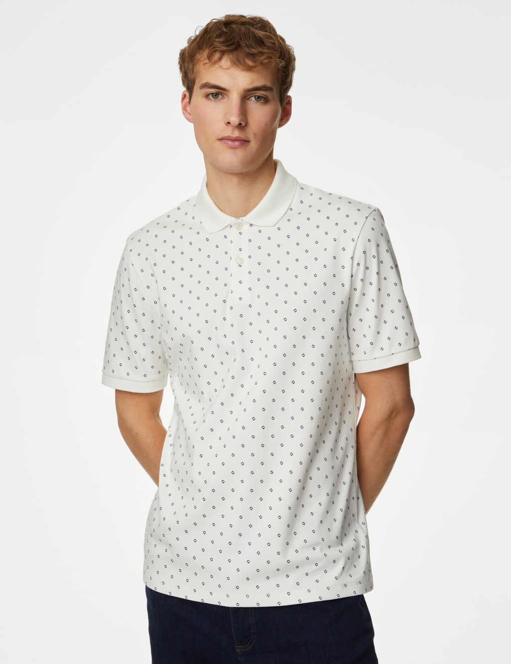 Pure Cotton Geometric Print Polo Shirt image 4