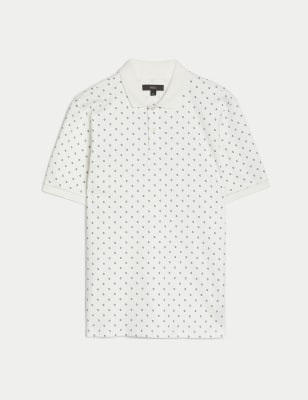Pure Cotton Geometric Print Polo Shirt