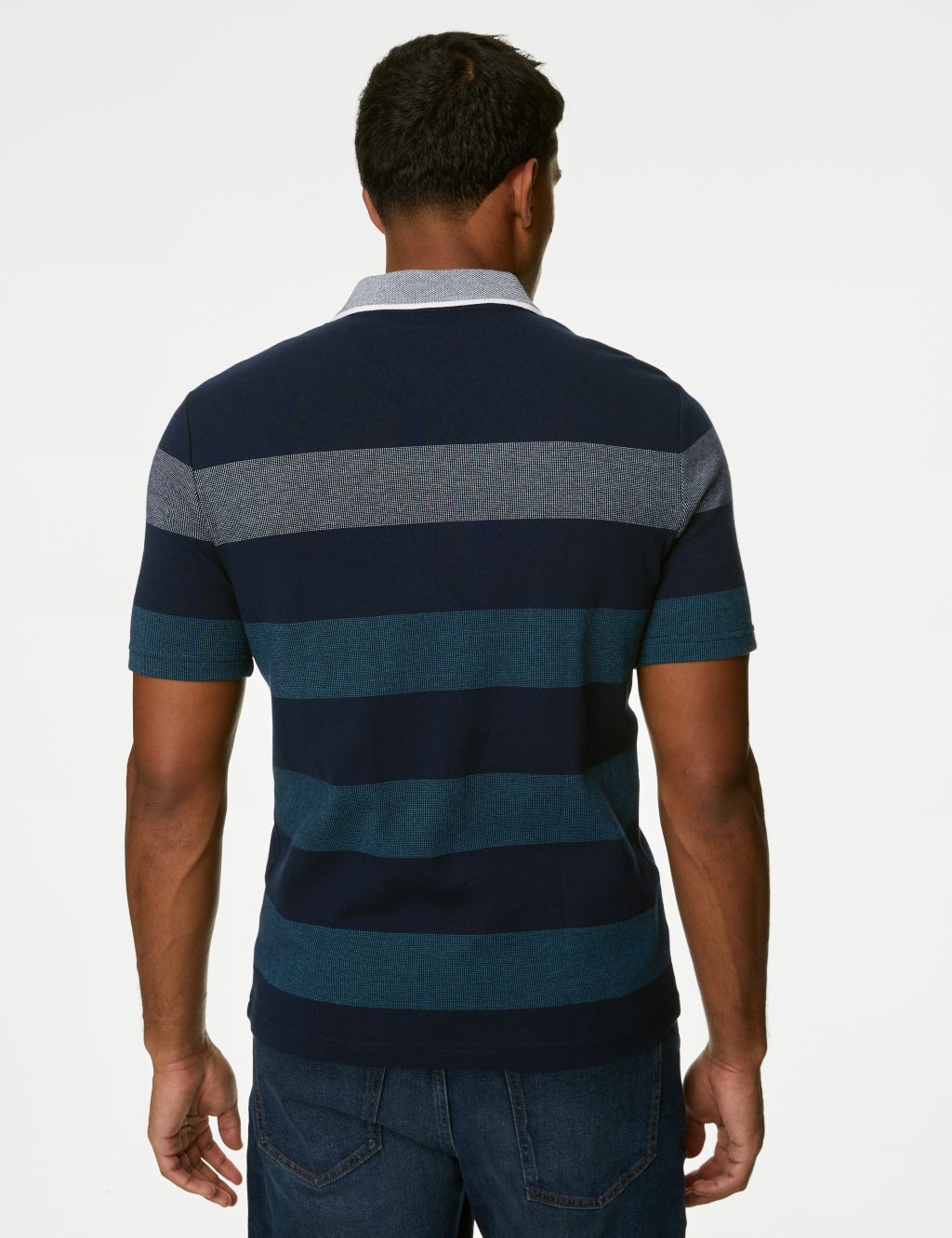 Pure Cotton Double Knit Striped Polo Shirt image 5