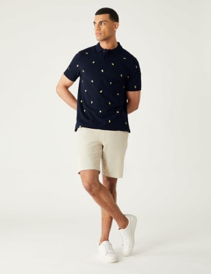

Mens M&S Collection Pure Cotton Pique Embroidered Polo Shirt - Dark Navy, Dark Navy