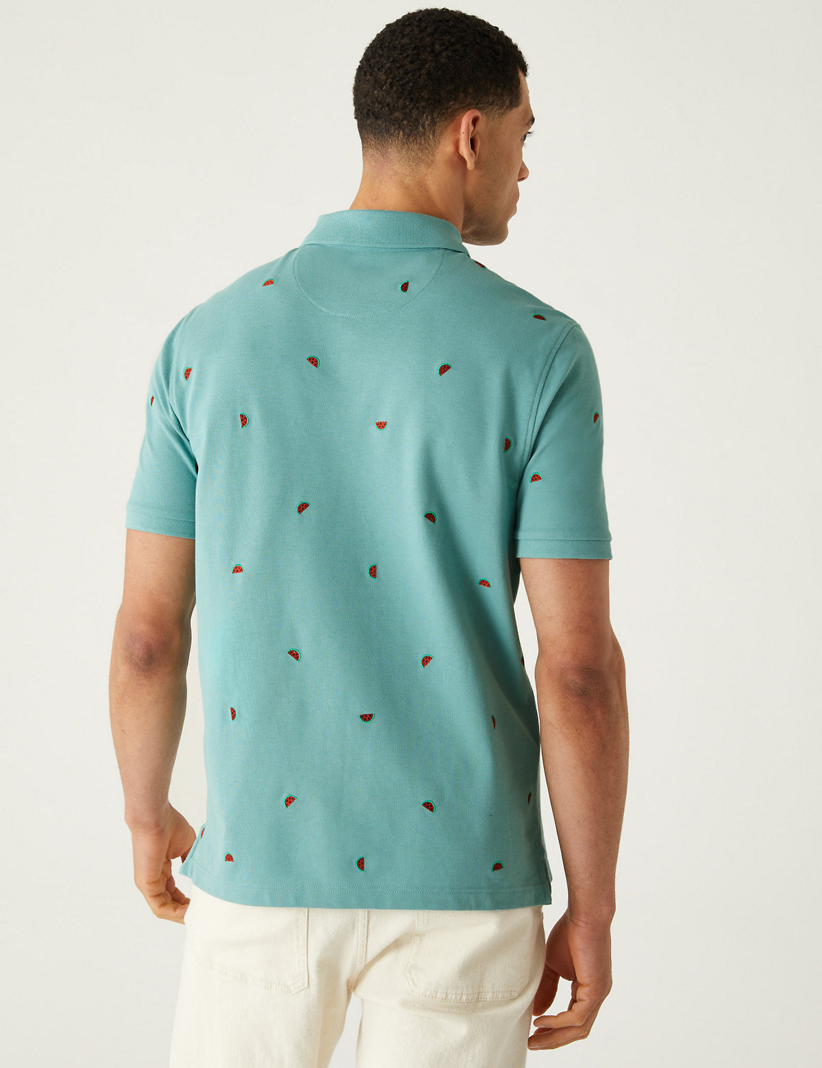 Pure Cotton Pique Embroidered Polo Shirt