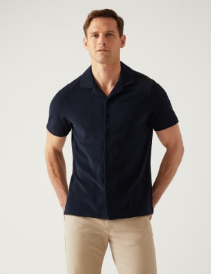 

Mens M&S Collection Poloshirt aus Frottee mit hohem Baumwollanteil und Reverskragen - Dark Navy, Dark Navy