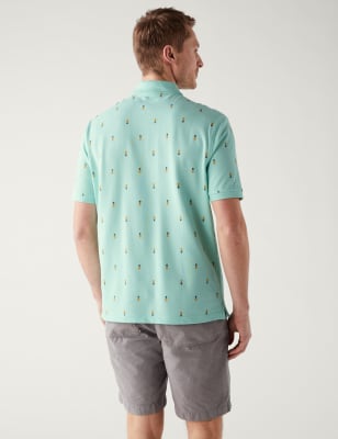 Pure Cotton Cactus Print Polo Shirt