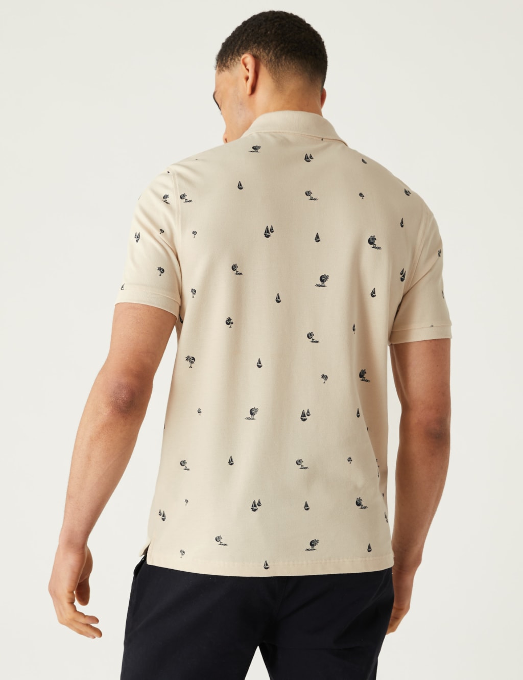 Pure Cotton Palm Print Polo Shirt image 4
