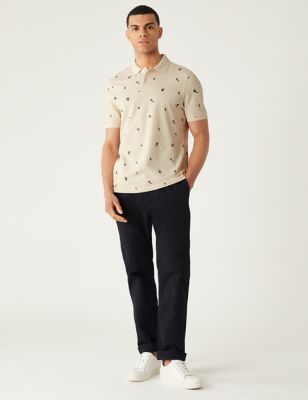 Pure Cotton Palm Print Polo Shirt
