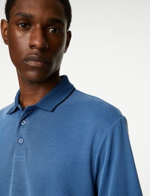 

Mens M&S Collection Modal Rich Tipped Collar Polo Shirt - Dark Navy, Dark Navy
