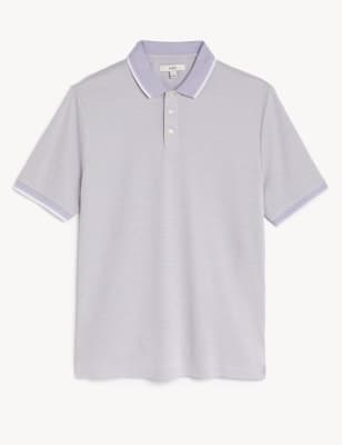 

M&S Collection Polo de modal con cuello con ribeteMens - Dark Lilac, Dark Lilac