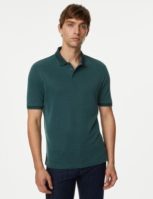 

Mens M&S Collection Modal Rich Tipped Collar Polo Shirt - Dark Evergreen, Dark Evergreen