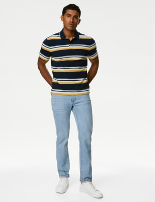 Pure Cotton Striped Polo Shirt