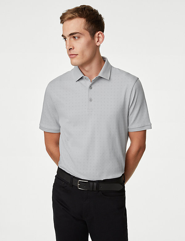 Pure Cotton Geometric Print Polo Shirt | M&S US