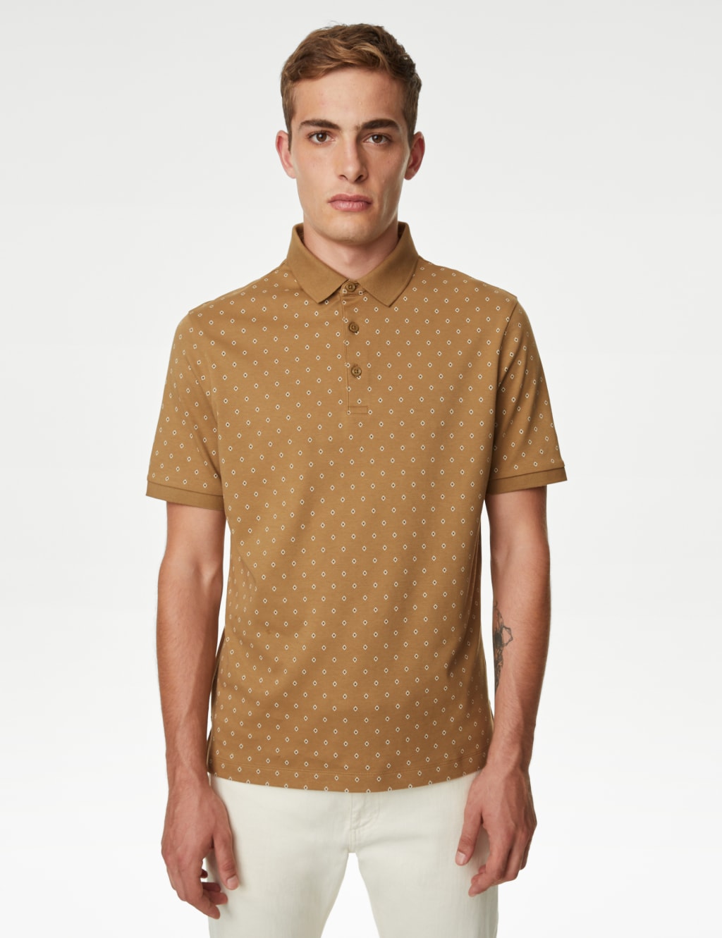 Pure Cotton Geometric Print Polo Shirt image 4