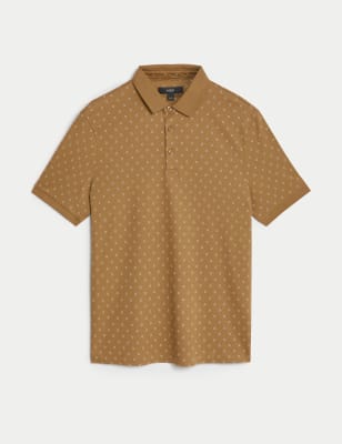 Pure Cotton Geometric Print Polo Shirt