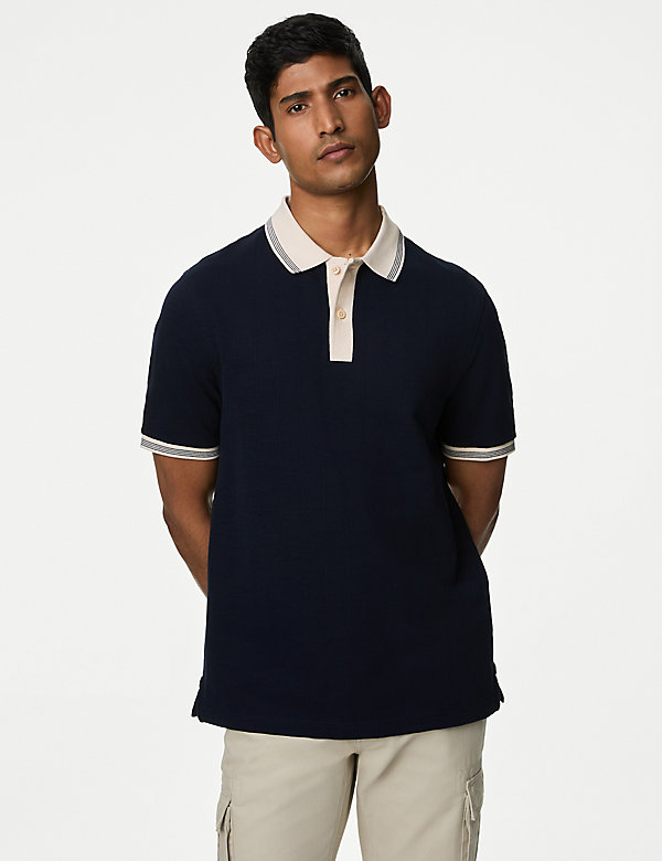 Cotton Rich Textured Polo Shirt - DK