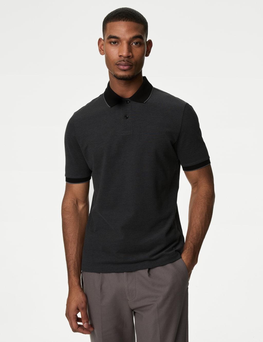 Pure Cotton Tipped Pique Shirt