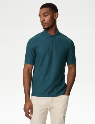 Pure Cotton Textured Polo Shirt