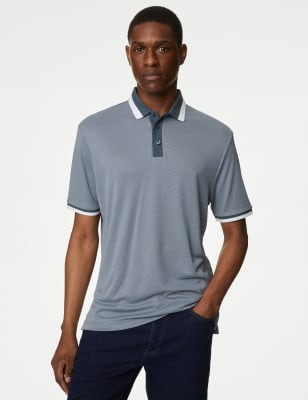 

Mens M&S Collection Modal Rich Soft Touch Tipped Polo Shirt - Grey, Grey