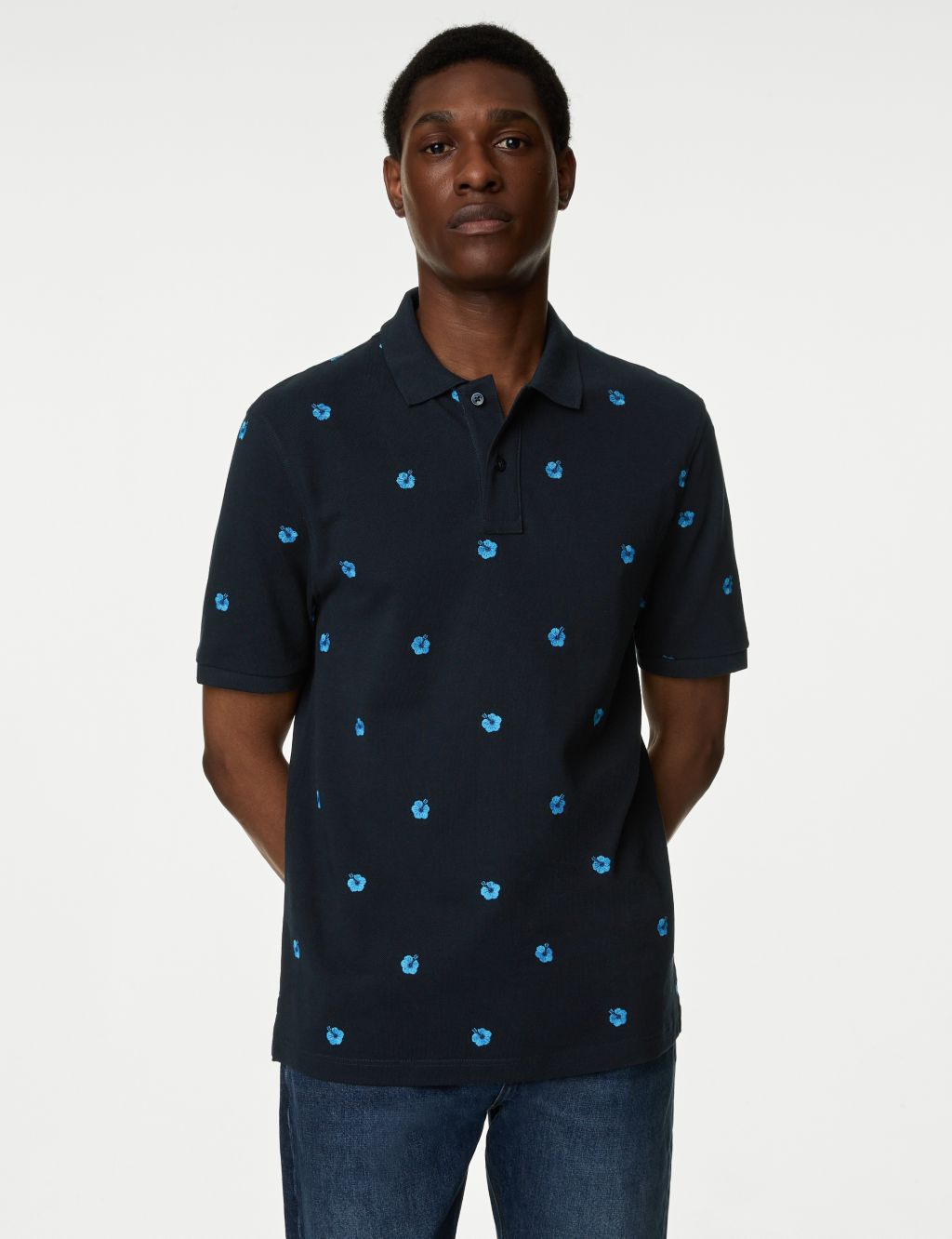 Pure Cotton Embroidered Polo Shirt
