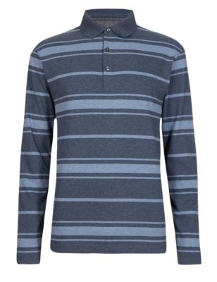 Pure Cotton Striped Marl Polo Shirt | M&S Collection | M&S