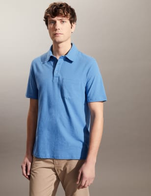 

JAEGER Mens Cotton Rich Polo Shirt - Blue, Blue