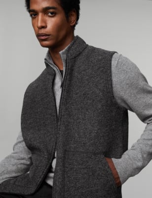 

JAEGER Mens Wool Rich Gilet - Charcoal, Charcoal