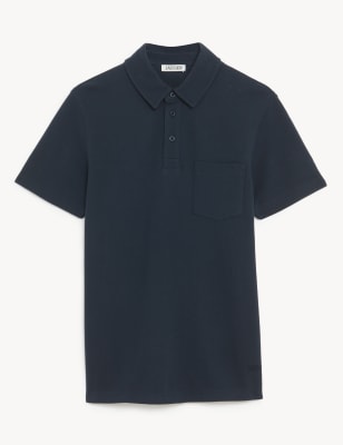 

JAEGER Mens Pure Cotton Pique Polo Shirt - Navy, Navy