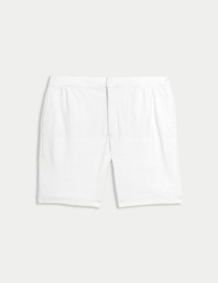Autograph Mens Pure Cotton Textured Shorts - SREG - White, White