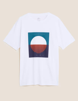 

Mens M&S Collection T-Shirt aus reiner Baumwolle mit Bild - White, White
