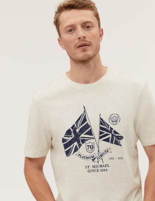 

Mens M&S Collection Pure Cotton Jubilee T-Shirt - Ecru, Ecru