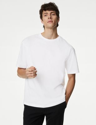Autograph Mens nPure Supima Cotton Oversized T-Shirt - LREG - White, White,Dark Navy,Black,Sage Gree