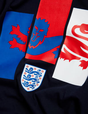 

Mens M&S Collection T-Shirt aus reiner Baumwolle mit England-Löwenmotiv für Herren - Navy, Navy