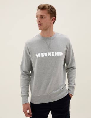 

Mens M&S Collection Pure Cotton Crew Neck Sweatshirt - Grey, Grey