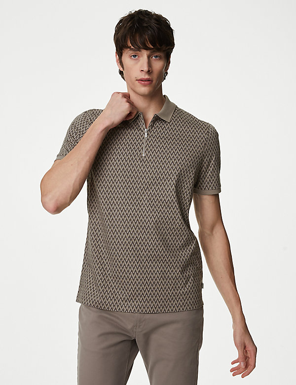 Pure Supima® Cotton Printed Polo Shirt - BE