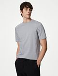 Ριγέ T-Shirt με ανάγλυφη υφή από 100% βαμβάκι