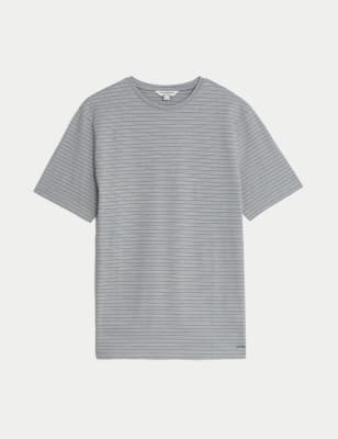 Half Striped Textured Long Shirt