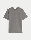 T-Shirt aus reiner Baumwolle mit Streifen und Strukturmuster