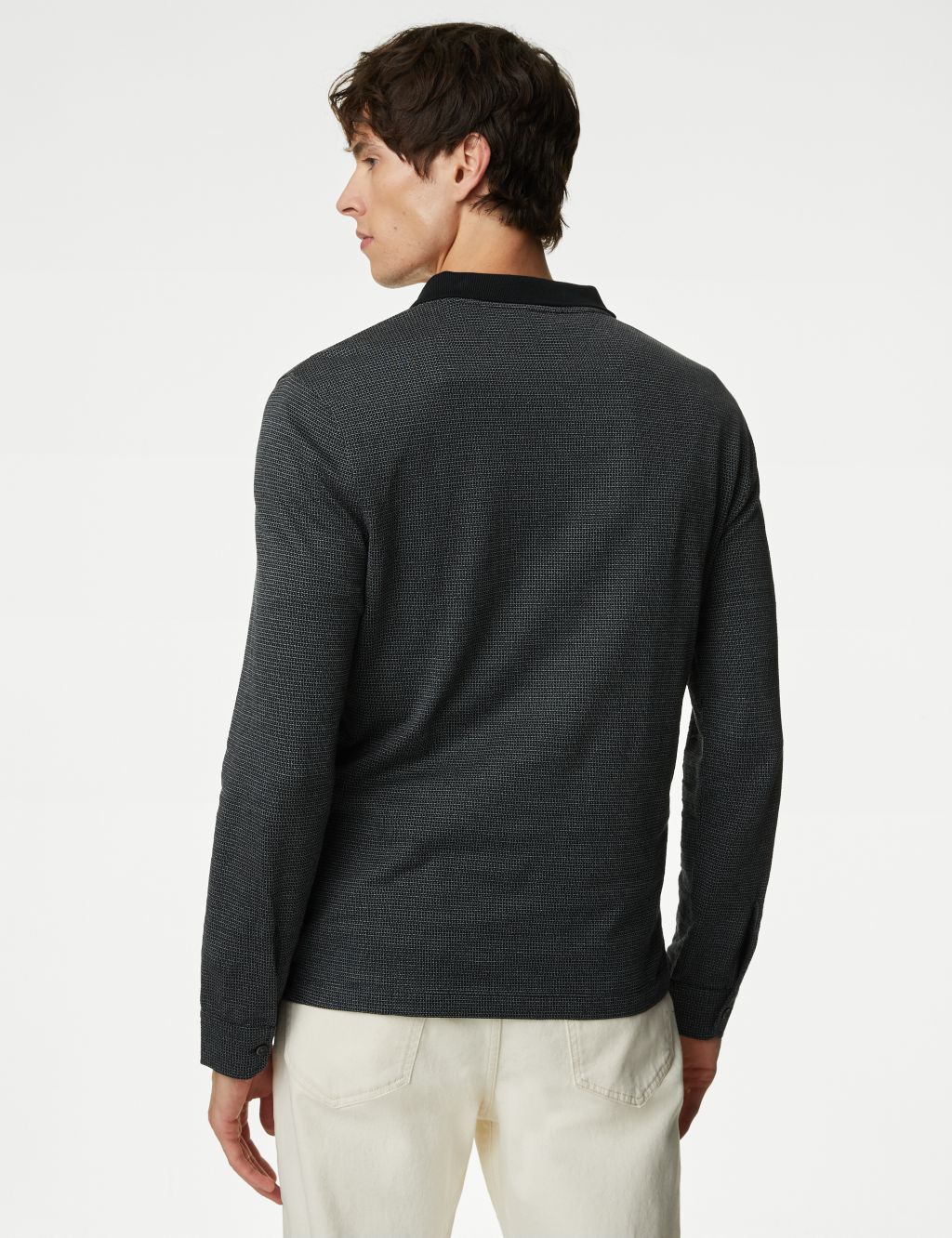 Pure Cotton Half Zip Long Sleeve Polo Shirt image 5