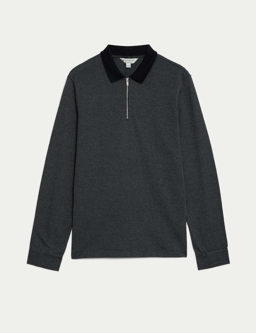 Pure Cotton Half Zip Long Sleeve Polo Shirt image 2