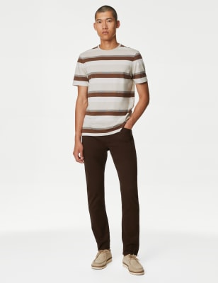 

Mens Autograph Pure Cotton Striped T-Shirt - Stone Mix, Stone Mix