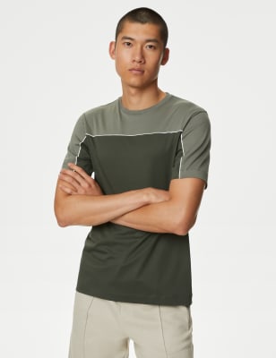 

Mens Autograph T-Shirt aus reiner Supima®-Baumwolle mit Blockfarben - Light Khaki, Light Khaki