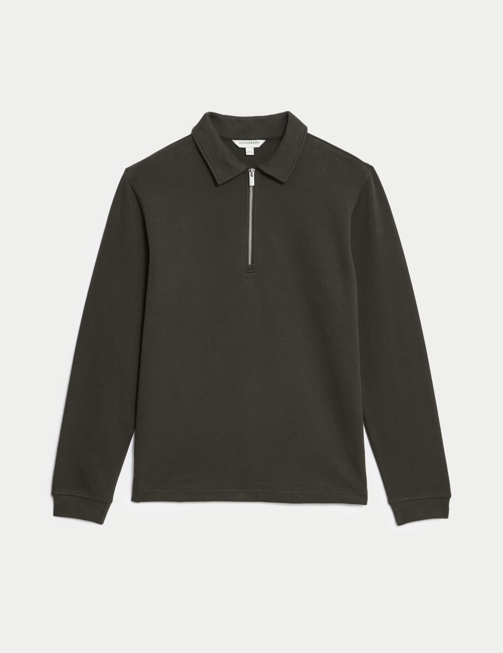Cotton Rich Textured Half Zip Sweatshirt image 2