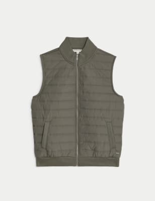 

Mens Autograph Cotton Blend Zip Up Gilet - Sage Green, Sage Green